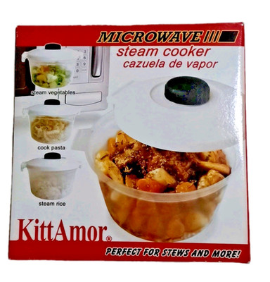 KittAmor Microwave III Steam Cooker 3 Piece Hi Speed Cook Rice Pasta Vegetables 