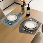 Round Table Placemats Set of 6, Dual-Sided Wedge Shape Faux Leather Table Mats — photo 2