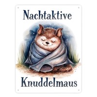 Nachtaktive Knuddelmaus Metallschild XXL In 28X38 Cm Kuschelige Fledermaus