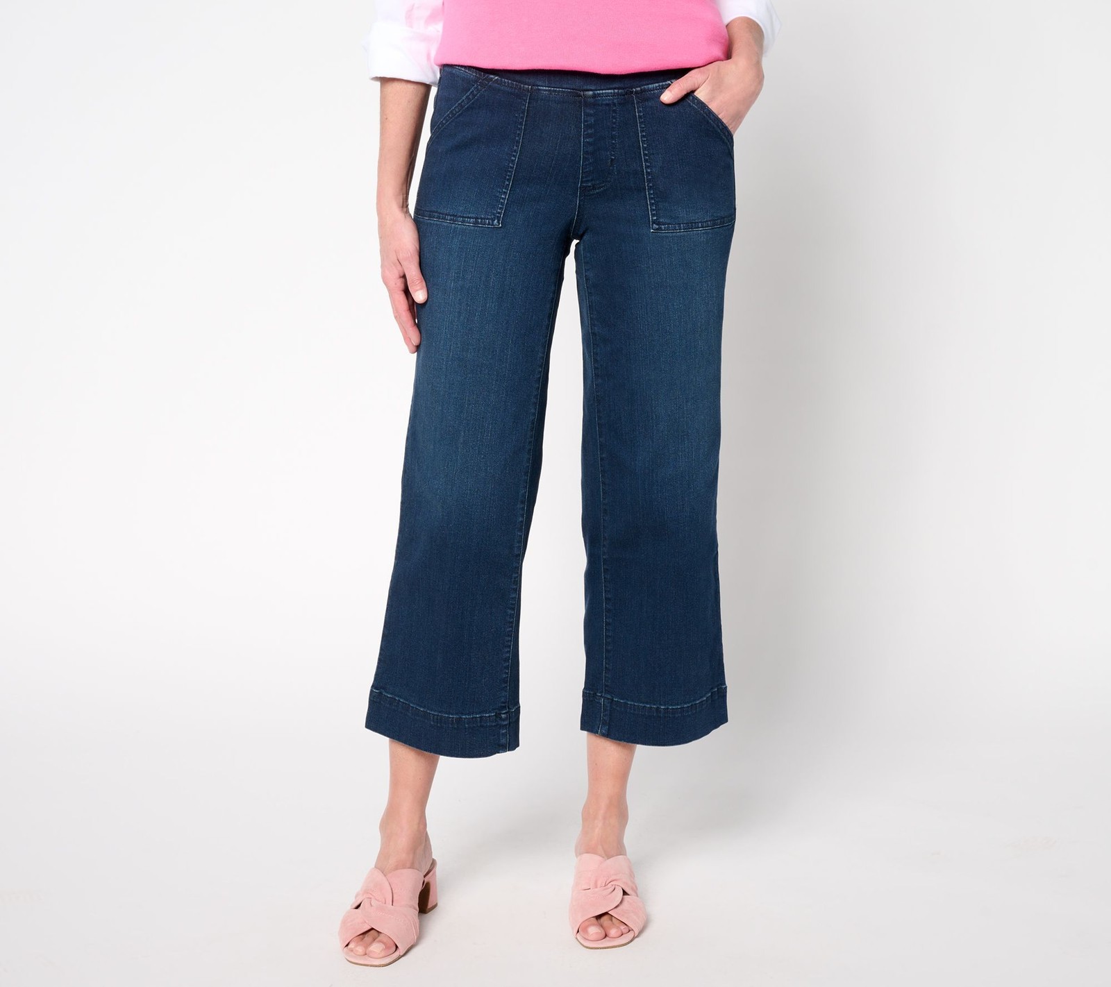 Belle by Kim Gravel Women's Pants Sz 16 TripleLuxe Denim Wide Leg Blue A634772