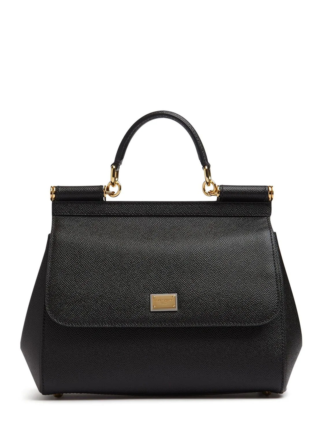 DOLCE&GABBANA Sicily Large Black Leather Top Handle Bag New & Authentic