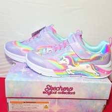 Skechers Unicorn Chaser Unisex Kids Light-Up Sneakers US 3 Purple Multi Glitter