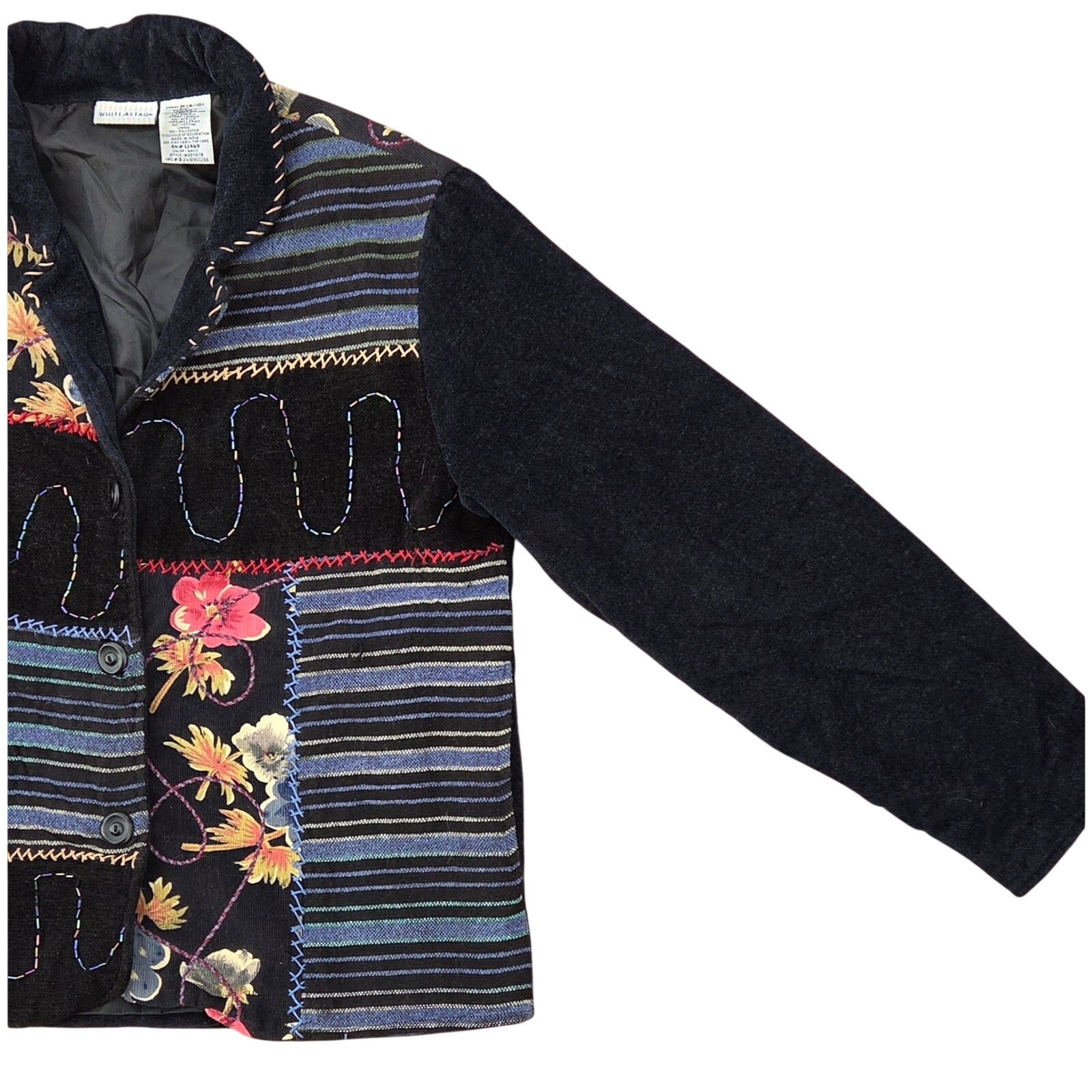 Vintage Patchwork Artisan Jacket Mixed Media Cord… - image 4