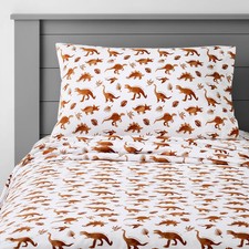 Queen Dinosaur Cotton Kids' Sheet Set Watercolor Brown - Pillowfort: