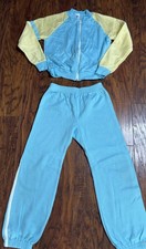 Vintage Kids 6X Sears Jog Togs Sweatsuit Pair Yellow Blue Joggers 80  s Retro