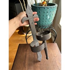 Antique / Vintage Wrought Iron Wall Candle Sconces  |  Heavy Fleur-De-Lis