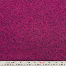 Vintage Peter Pan Fabrics Magenta Florals Cotton Fabric Remnant 22" x 44"