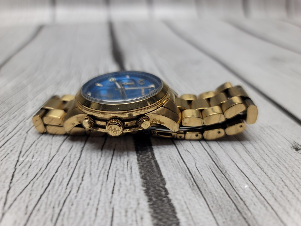 Michael Kors MK7353 Runway Ladies Gold Chronograph 38mm Blue Steel Watch Michael Kors MK-7353 Runway Gold Tone Watch Women main image 3