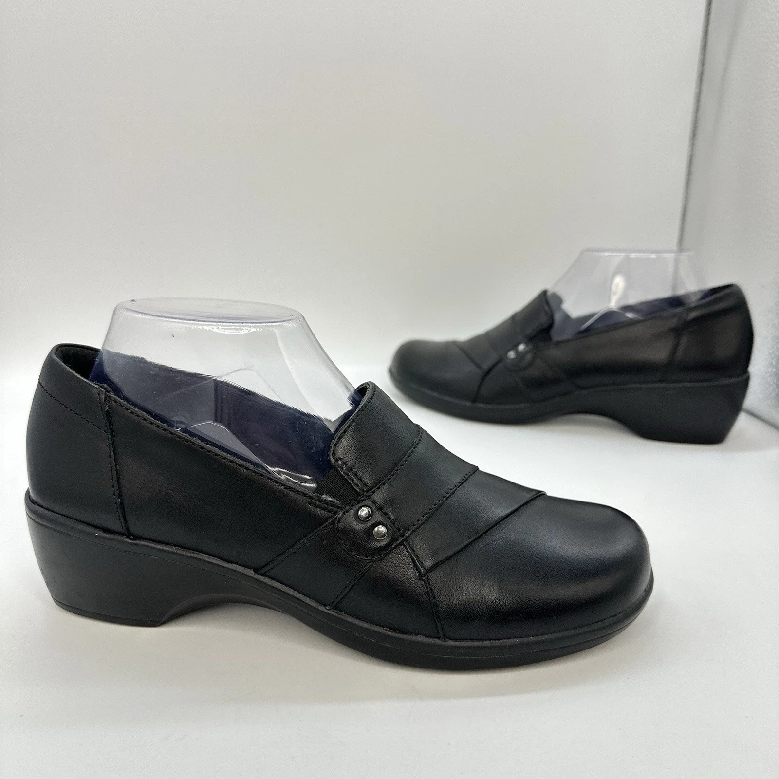 Clarks May calendula slip on pelle donna 8 M pelle nera massimo comfort