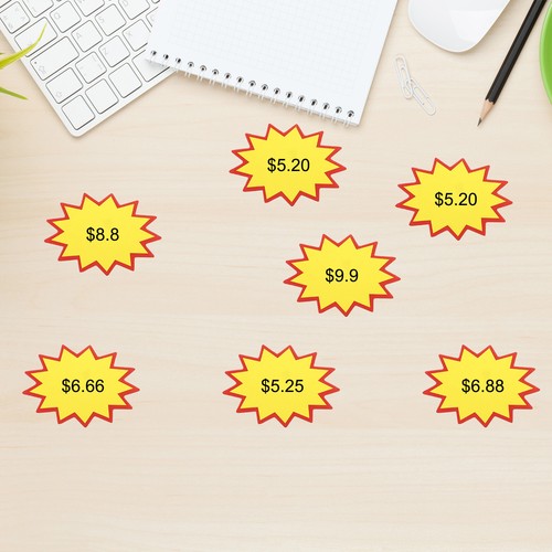 100 Pcs 7.9"x5.9" Star Burst Signs Blank Tags for Retail Store Yellow - Picture 3 of 6