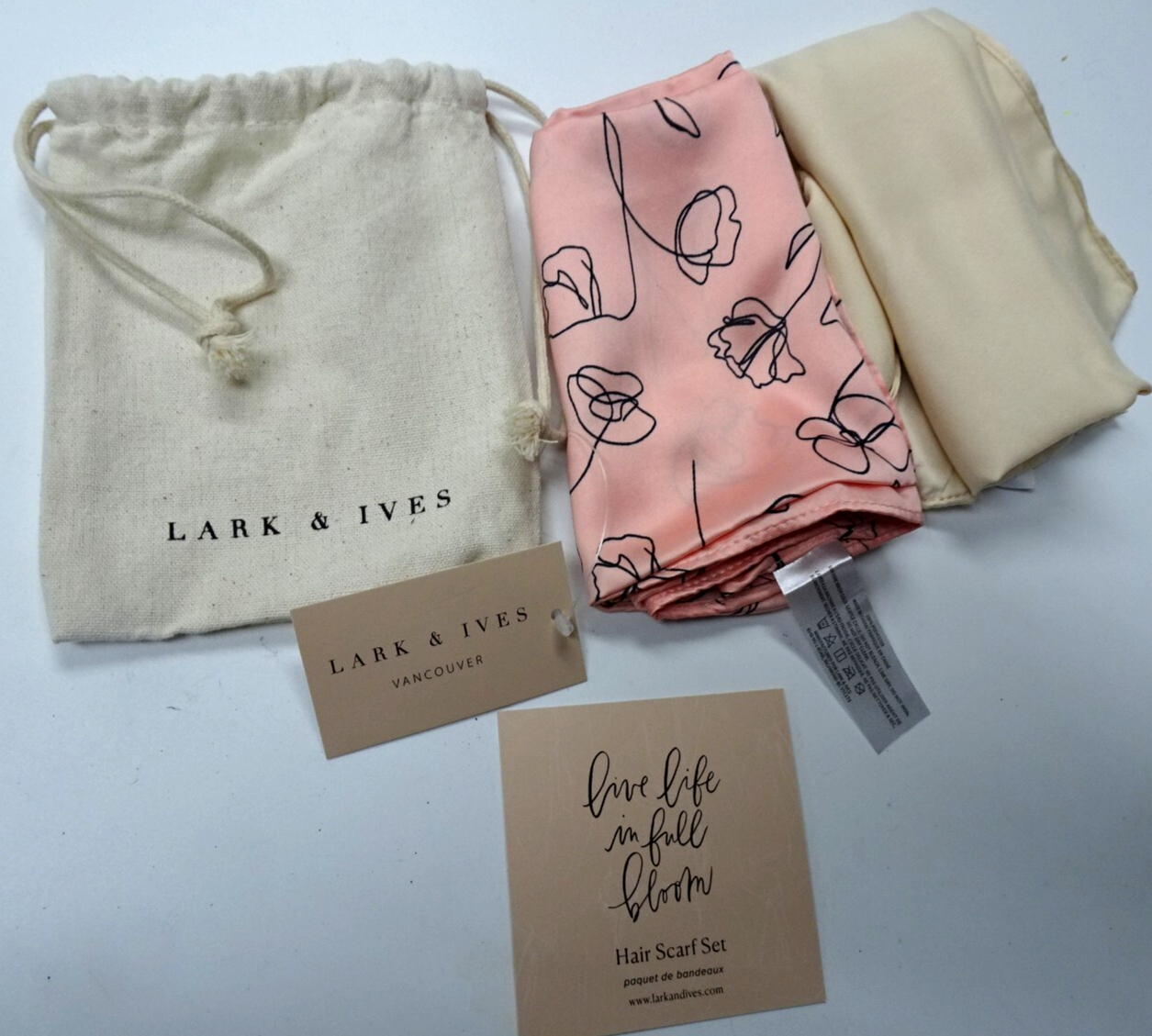 Lark & Ives Hair Scarf Set 2pc 100% Polyester New with Tags Style LRK FA 003