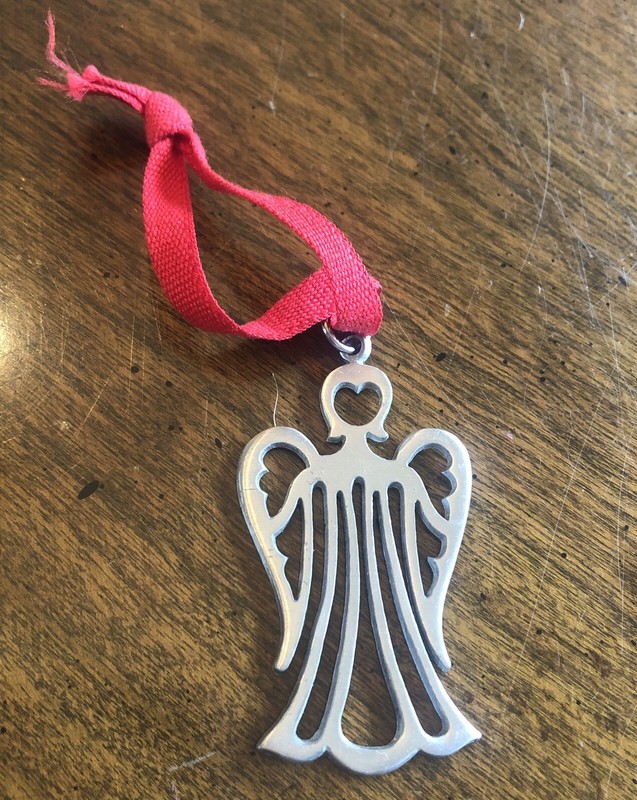 vintage RUNE TENNESMED Pewter Angel Pendant ORNAMENT  2.25” Sweden