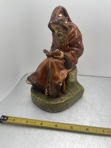 Plaster Mold MONK FRIAR PRIEST MARION ANTIQUE BOOKEND With Paint Chips READ!