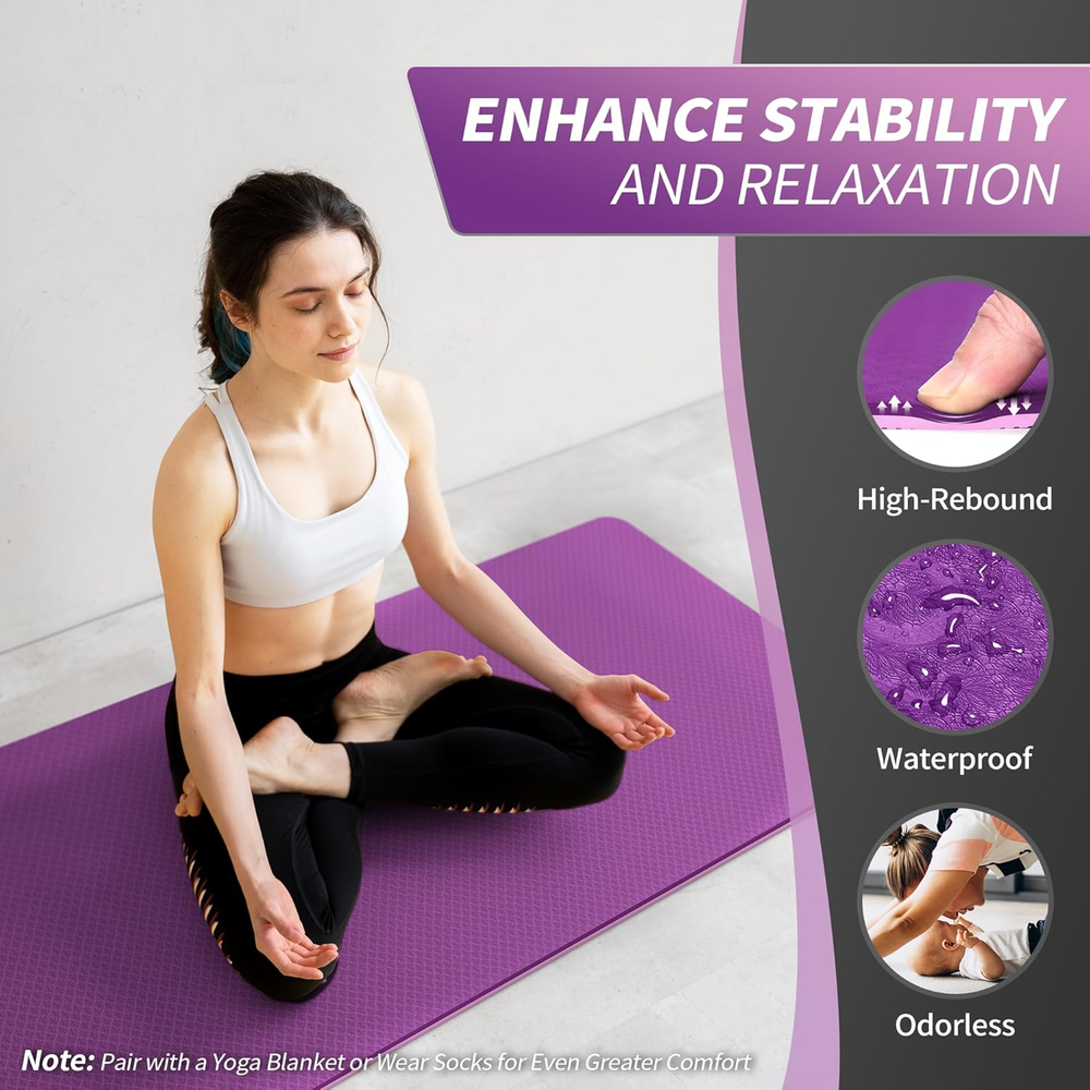 Extra Thick 1/3 1/4 2/5 Inch Non-Slip Yoga Mat for Women Men Kids