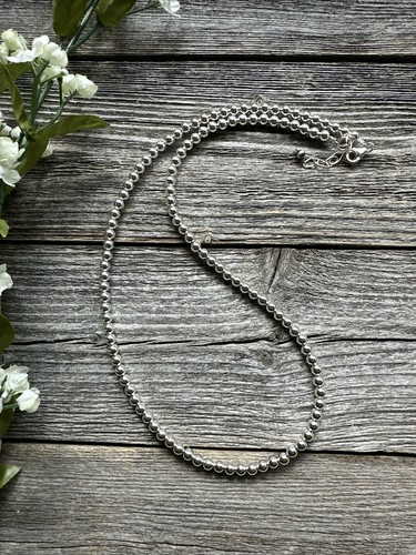 Sterling Silver 5mm 21 Inch Shiny Pearls Bead Necklace - Picture 4 of 12