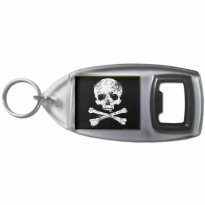 Distressed Skull & Crossbones Bottle Opener Keychain - Plastic Key Ring Opener For Metal Top Bottles - View #4