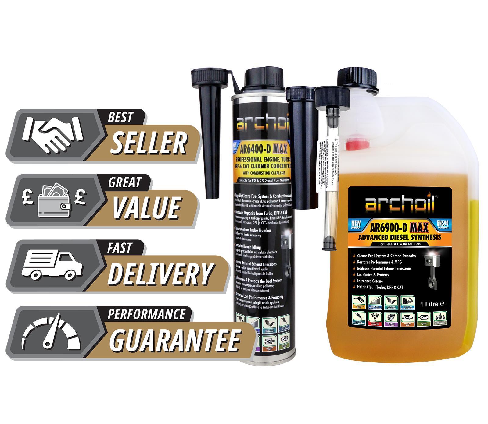 Archoil AR6400-D MAX Fuel Cleaner - 400ml + AR6900-D Max Fuel Additive - 1 Litre