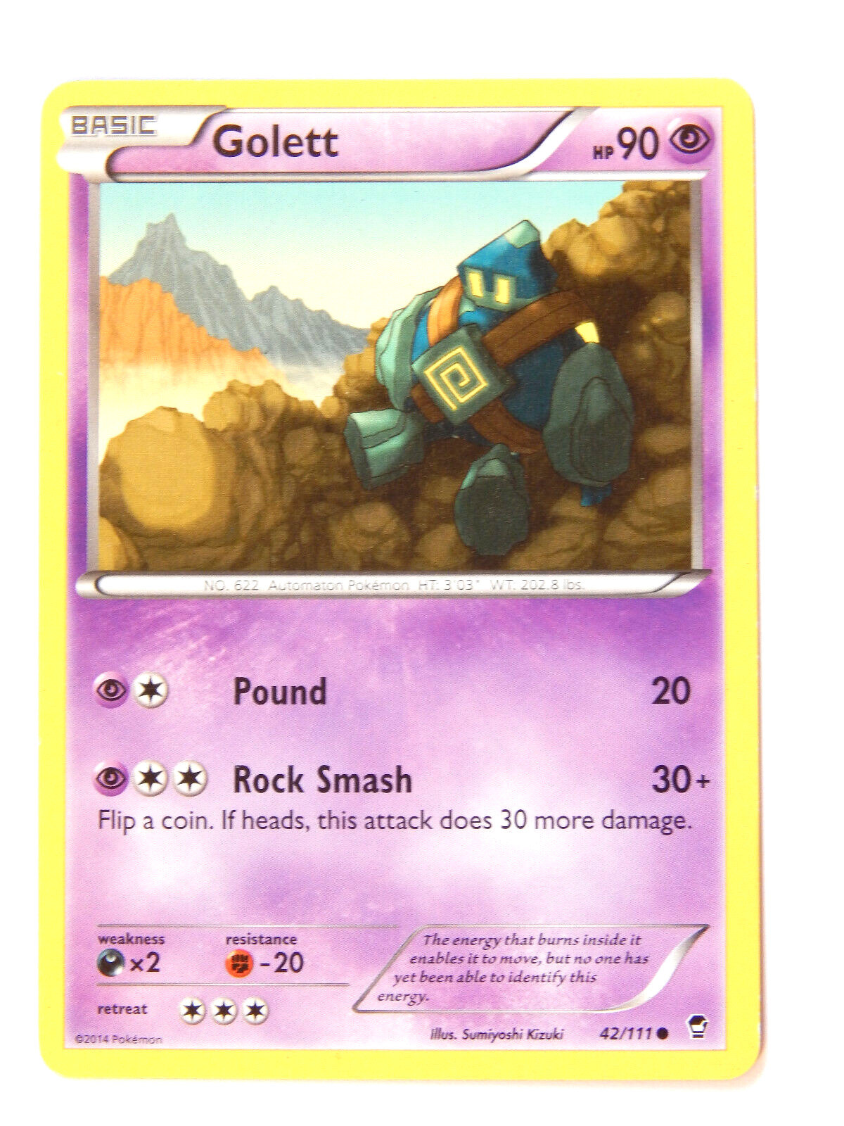 Golett 42/111 (NM, Pokemon Card, Furious Fists, 2014, Psychic, Common)