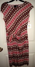 NWT RAFAELLA LADIES ORANGE, BROWNS & WHITE DRESS, SIZES PL & PM, SHOULDER ZIPPER