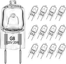 10pcs G8 Halogen Bulb Light 20Watt 120Volt Base Bi-Pin Bulbs Lampe Warm White