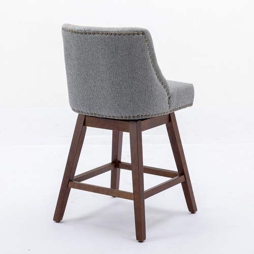 2Set Swivel Bar Stools Kitchen Bar Chairs Fabric Upholstered Counter Height Gray - Picture 7 of 12