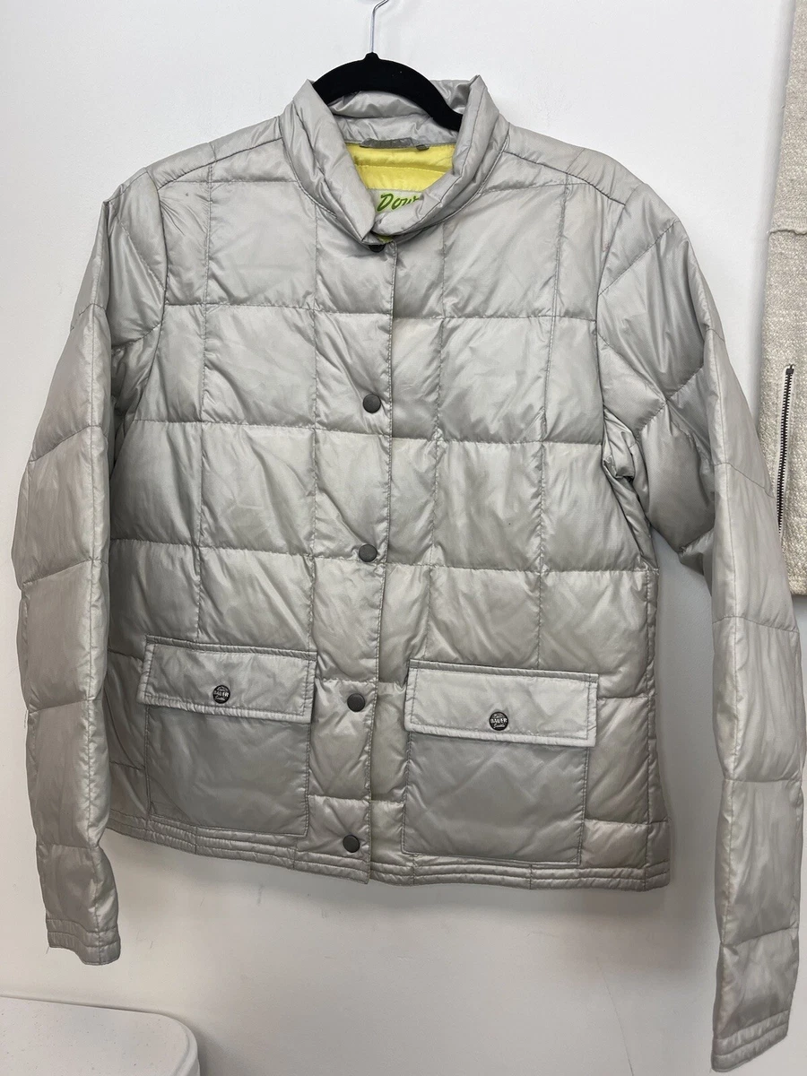 Eddie Bauer Coat Swiss quilted down puffer jacket 550 fill silver gray medium