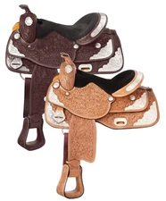 14" Western Silver Show Saddle - Light Oil or Dark Oil - Loaded with Silver