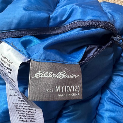 Eddie Bauer Jacket Kids Medium *Flaw* Full Zip Reversible Puffer Hood Down Fill - Picture 5 of 12