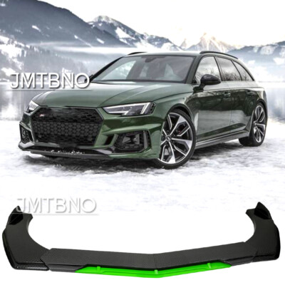 Carbon Fiber/Green For Audi A3 A4 A5 A6 S3 Car Front Bumper Lip Splitter Spoiler