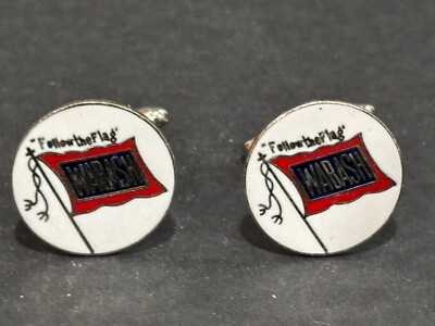 Wabash Follow The Flag Rail Road Silver Tone Cuff Links