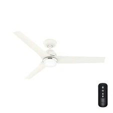 Hunter Fan 52 inch Casual Matte White Ceiling Fan with Light and Remote Control