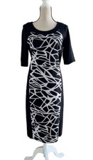 Evening, Formal, Midi Dress Black White Jersey uk 12 NEW bnwt Evening by Gold 