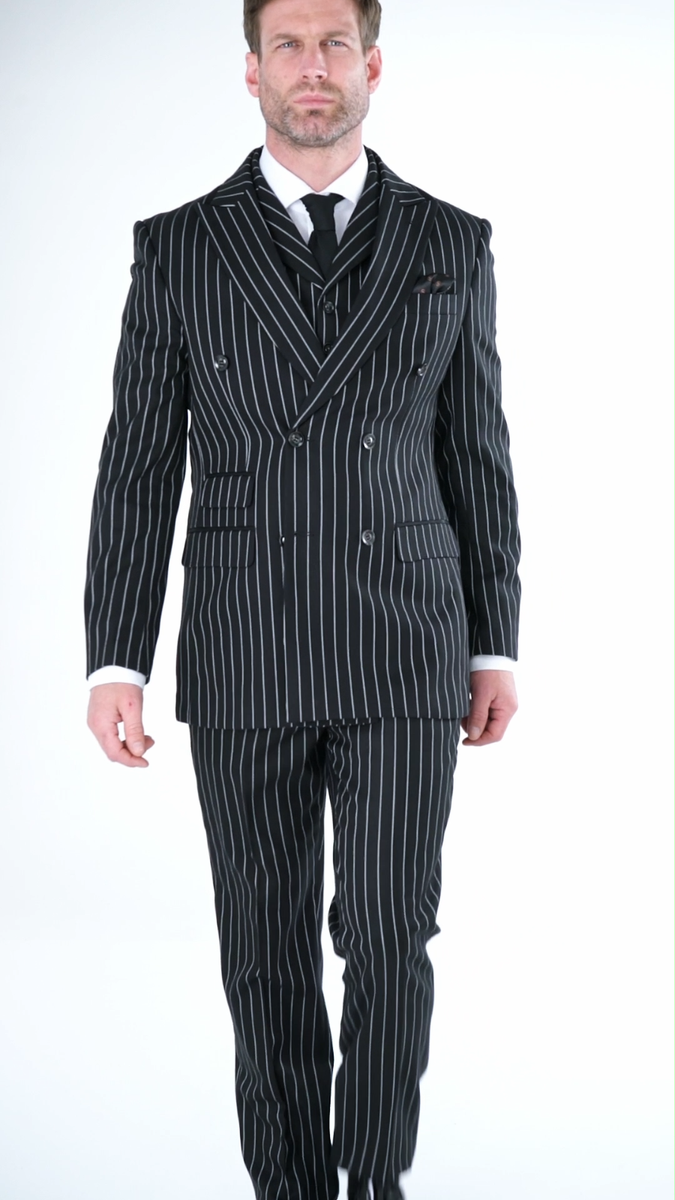 Mens Navy 3 Piece Double Breasted Chalk Stripe Suit Classic Mens Navy 3 Piece Double Breasted Chalk Stripe Suit Classic
