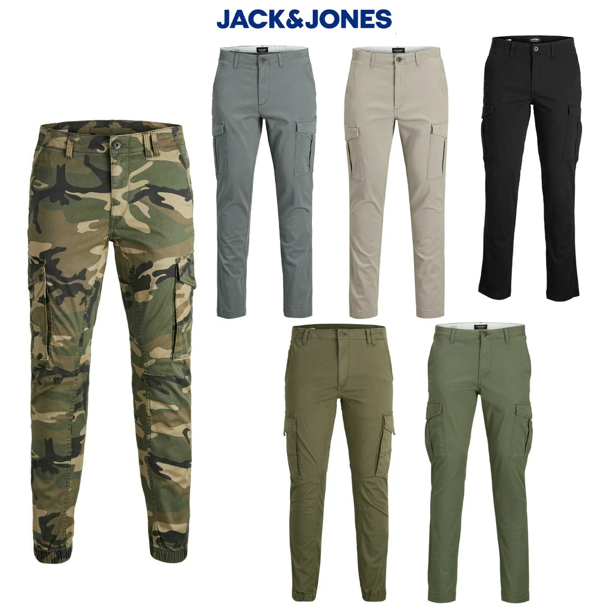 Buy Jack & Jones Beige Mid Rise Cargo Pants online