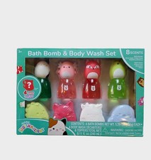 Original Squishmallows Bath Bomb Body Wash 8 Piece Set 4 Charms NIB