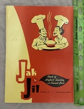 Vintage Menu Jak n' Jil Restaurant Broaster Chicken Rockton Illinois