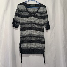 Maurice’s Knit Sweater Dress Black Gray Ruched Womens Size Large Euc E500