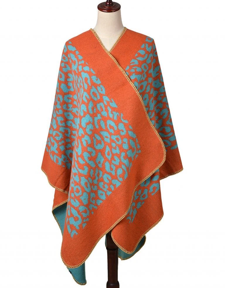 Women Ladies Printed Open Ponchos Winter Shawls Wraps one size 8 24