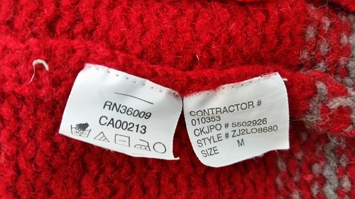 CALVIN KLEIN JEANS Wool Sweater Red Grey Lambswool Varsity Medium Boys Girls Med - Picture 12 of 12