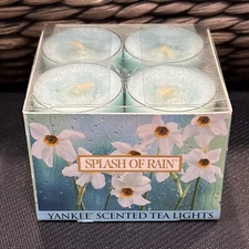 Yankee Splash Of Rain Scented Tea Light Candles Pack Of 12 Rare Retired 4.2oz