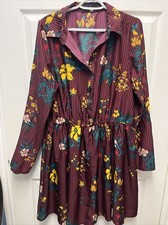 Boohoo Tall Floral, Print Luxe, Shirt Dress￼ Women’s Size 16