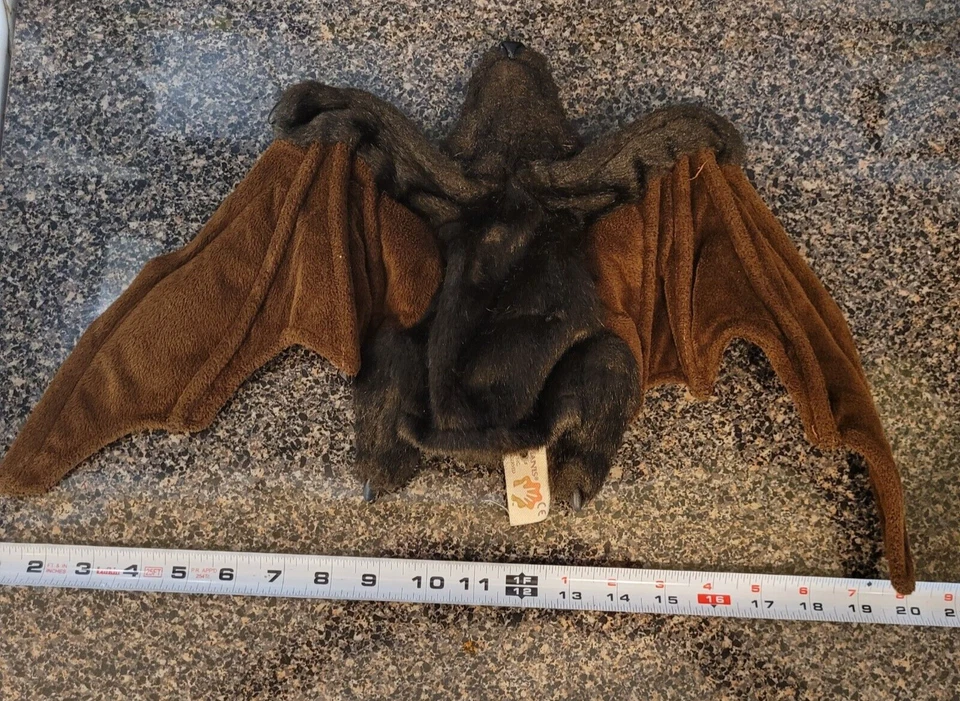 Folkmanis Brown Bat Hand Puppet Plush Brown 25" Wing Span Realistic- VGC - Image 3 of 4