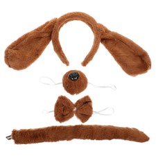 1Set Pet Dog Costume Kit Party Hairband Bowtie Fake Nose Tail Prop Costume Props