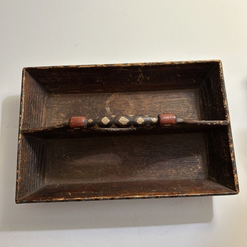 American Folk Art Painted Handled Box Vibrant Pennsylvania Dutch Style 30's-40's - Picture 17 of 19