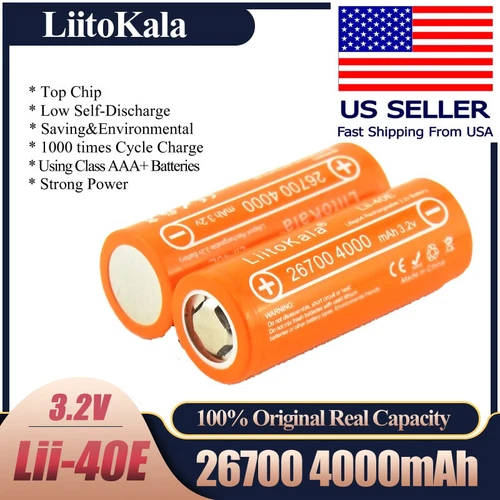 BATTERY Lii-40E 3.2V 26700 4000mAh lifepo4 rechargeable battery 10A rate discha