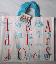 New Trader Joe's Large Reusable Shopping Tote Beverage Wine Bag Holds 4 Bottles