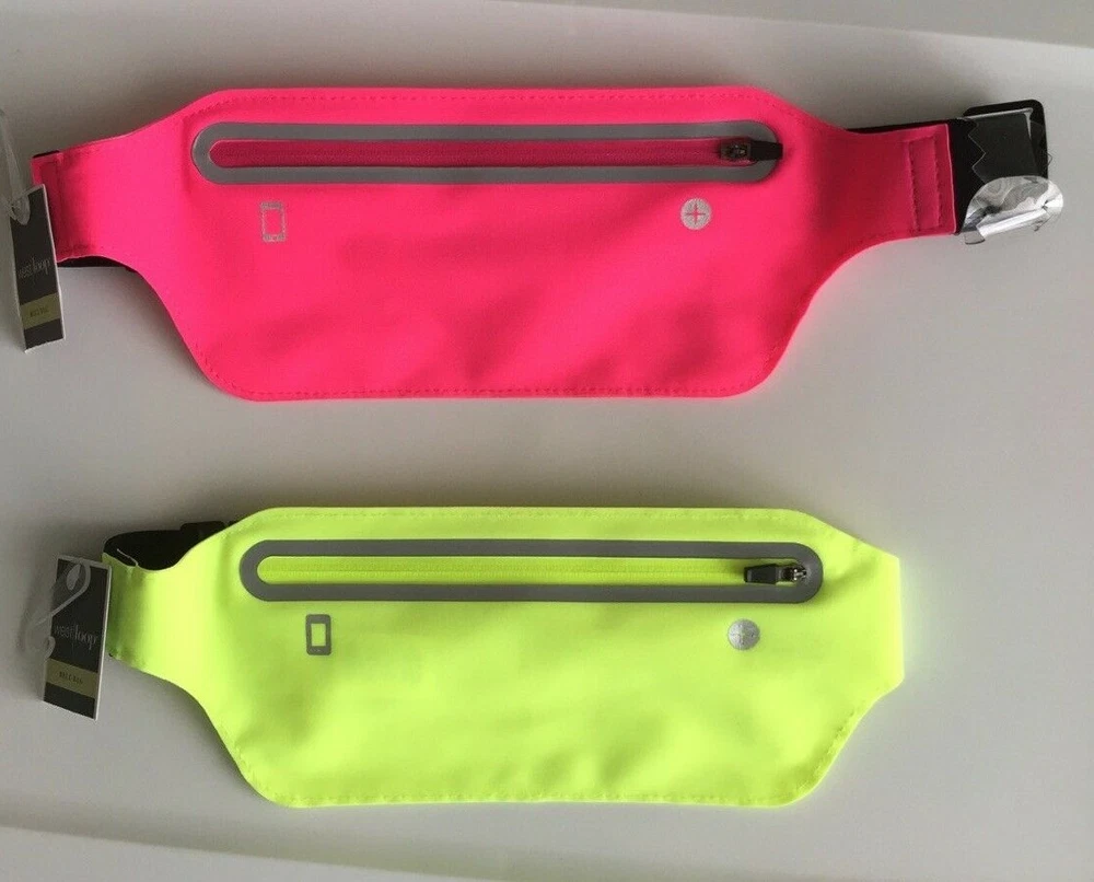 Belt Bag Neon Colors Holds Phone Cards Keys Money Zip Close Adjustable Belt NWT