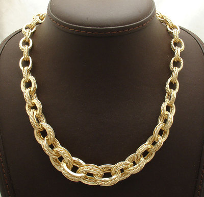 Technibond abgestufte dreifach ovale Kette Halskette 14K Gelbgold plattiert Silber 