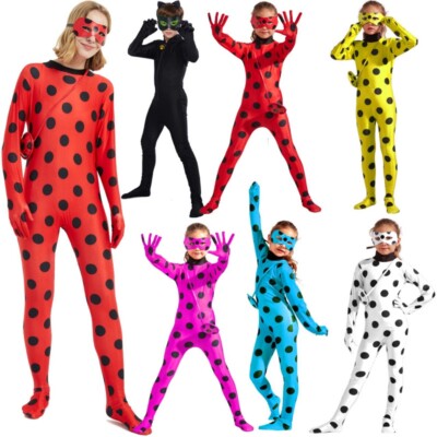DHL Kinder Mädchen Karneval Overall Sets Ladybird Ladybug Kostüm Perück Cosplay