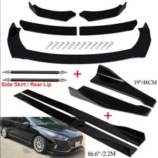 For Hyundai Sonata Sedan Front Bumper Spoiler Body Kit+Side Skirt+Rear Black